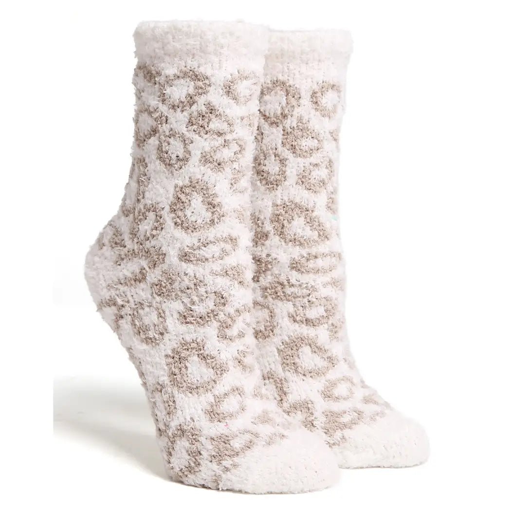 Leopard Mini Crew Fuzzy Winter Socks - Blissful Boutique