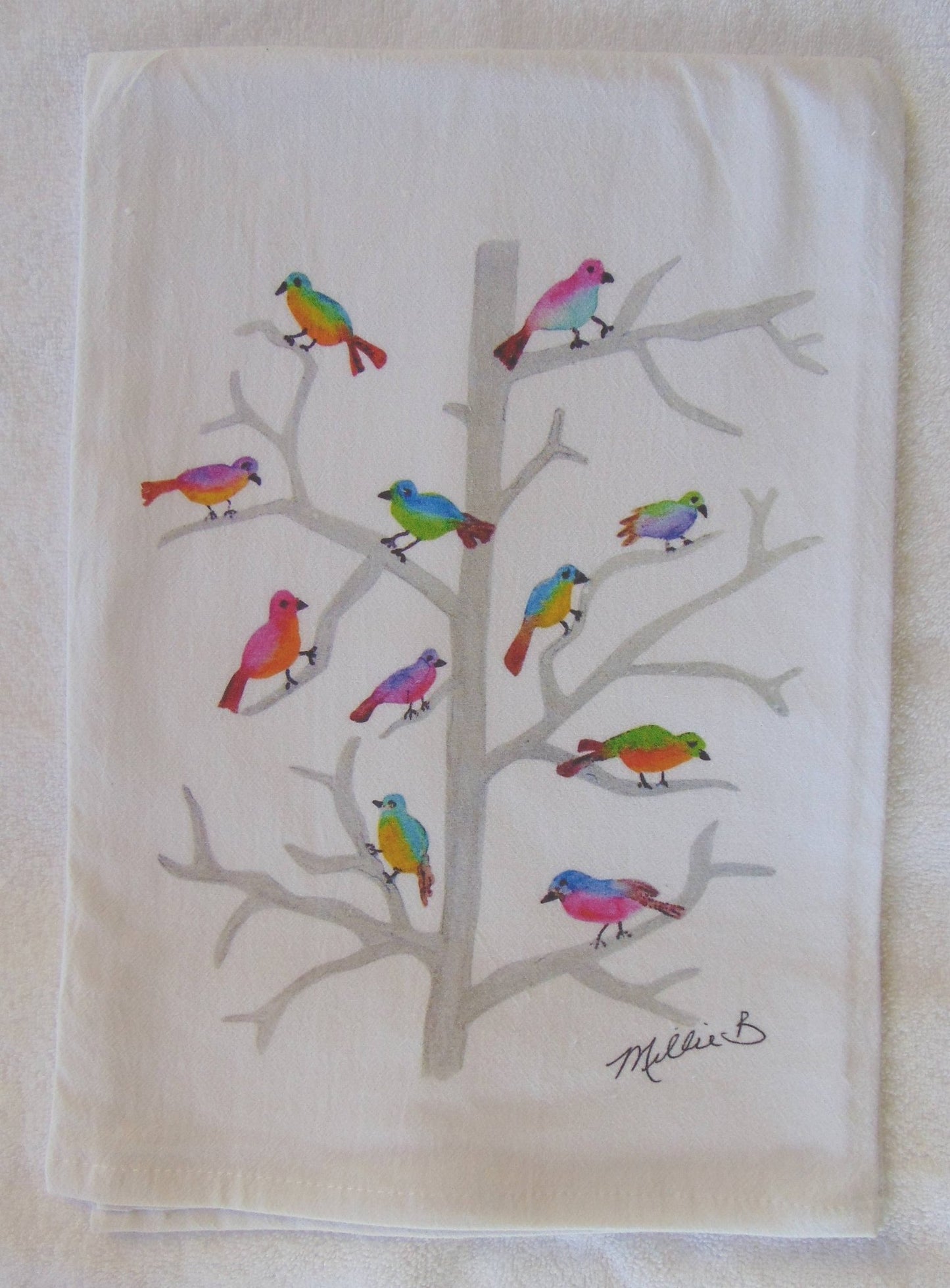 Limited Edition Watercolor Birdies Flour Sack Towel - Blissful Boutique