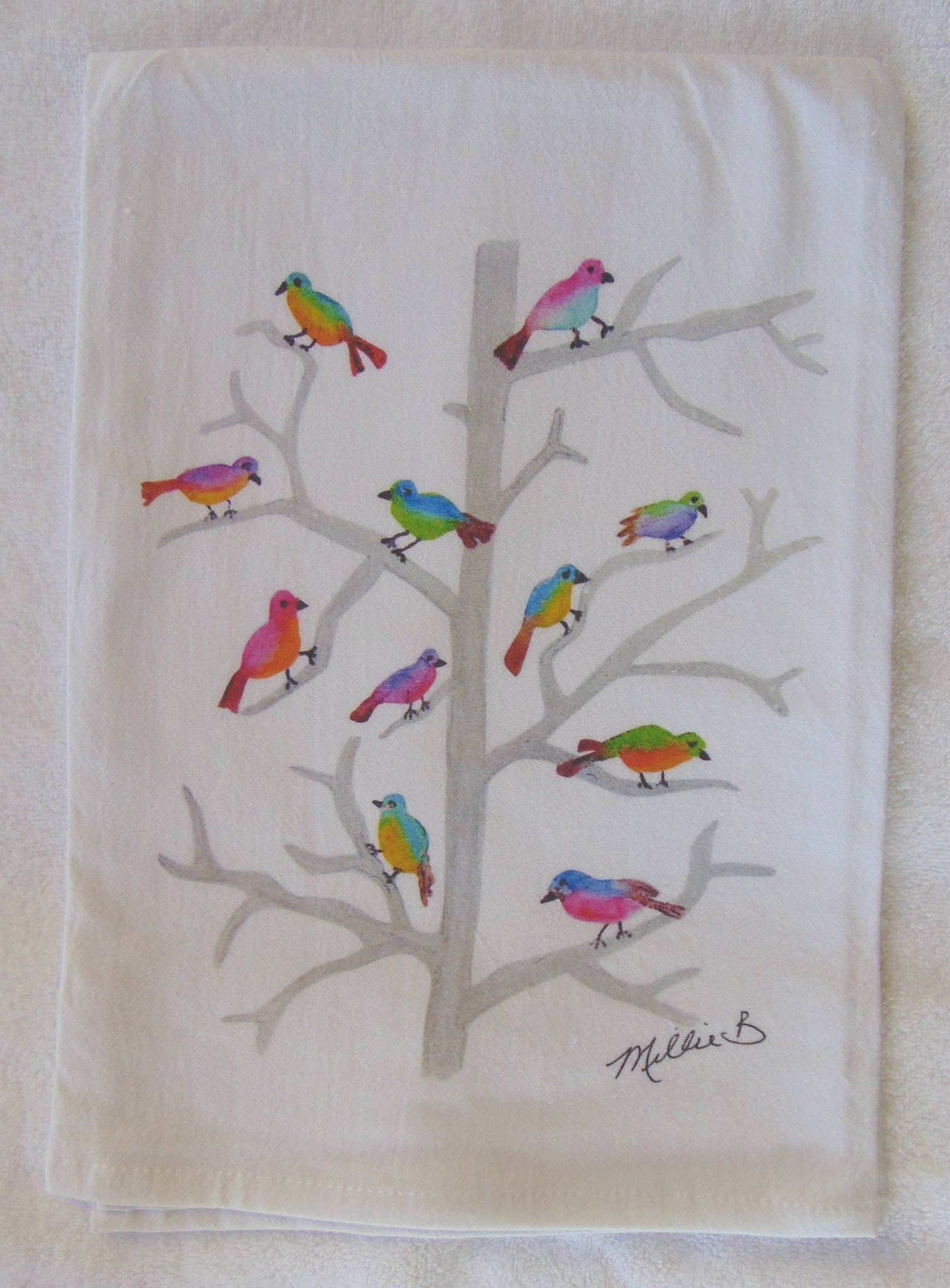 Limited Edition Watercolor Birdies Flour Sack Towel - Blissful Boutique