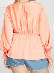 Long Dolman Sleeve Satin Top - Blissful Boutique