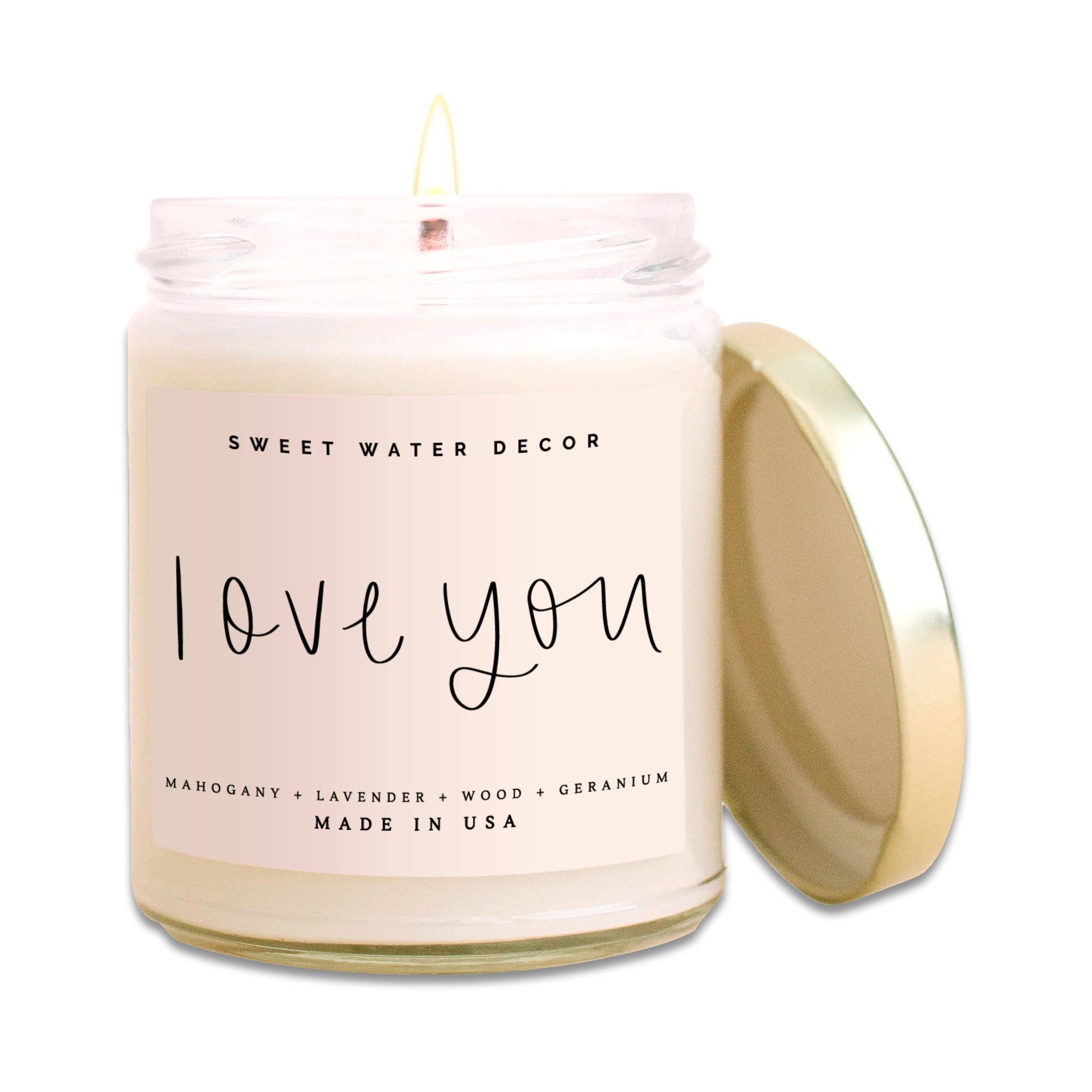 Love You Soy Candle - Clear Jar - 9 oz - Blissful Boutique