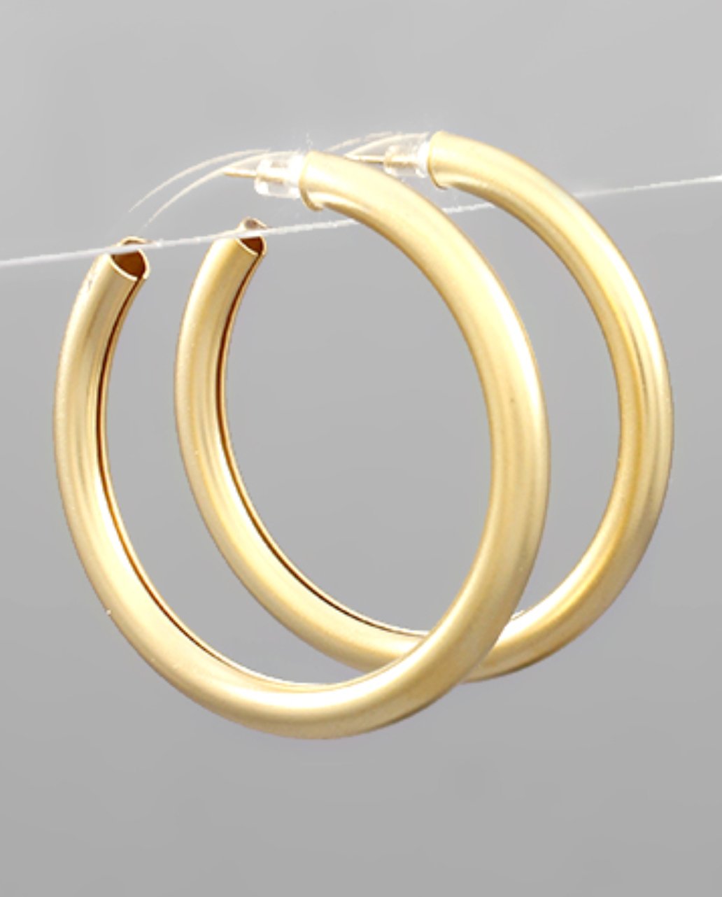 Matte Gold Tube Hoops - Blissful Boutique