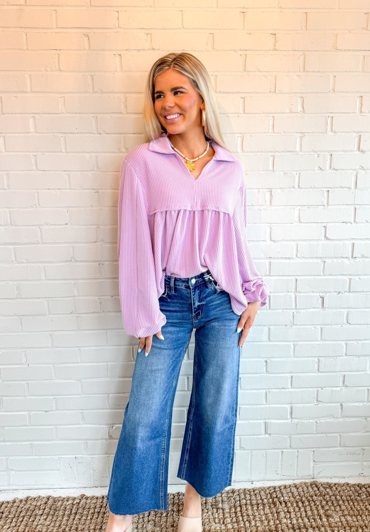 Maycee Corded Blouse - Blissful Boutique