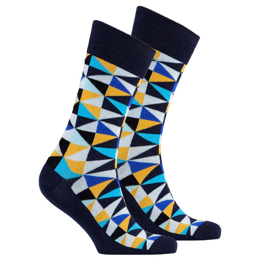 Men's Navy Triangle Crew Socks - Blissful Boutique