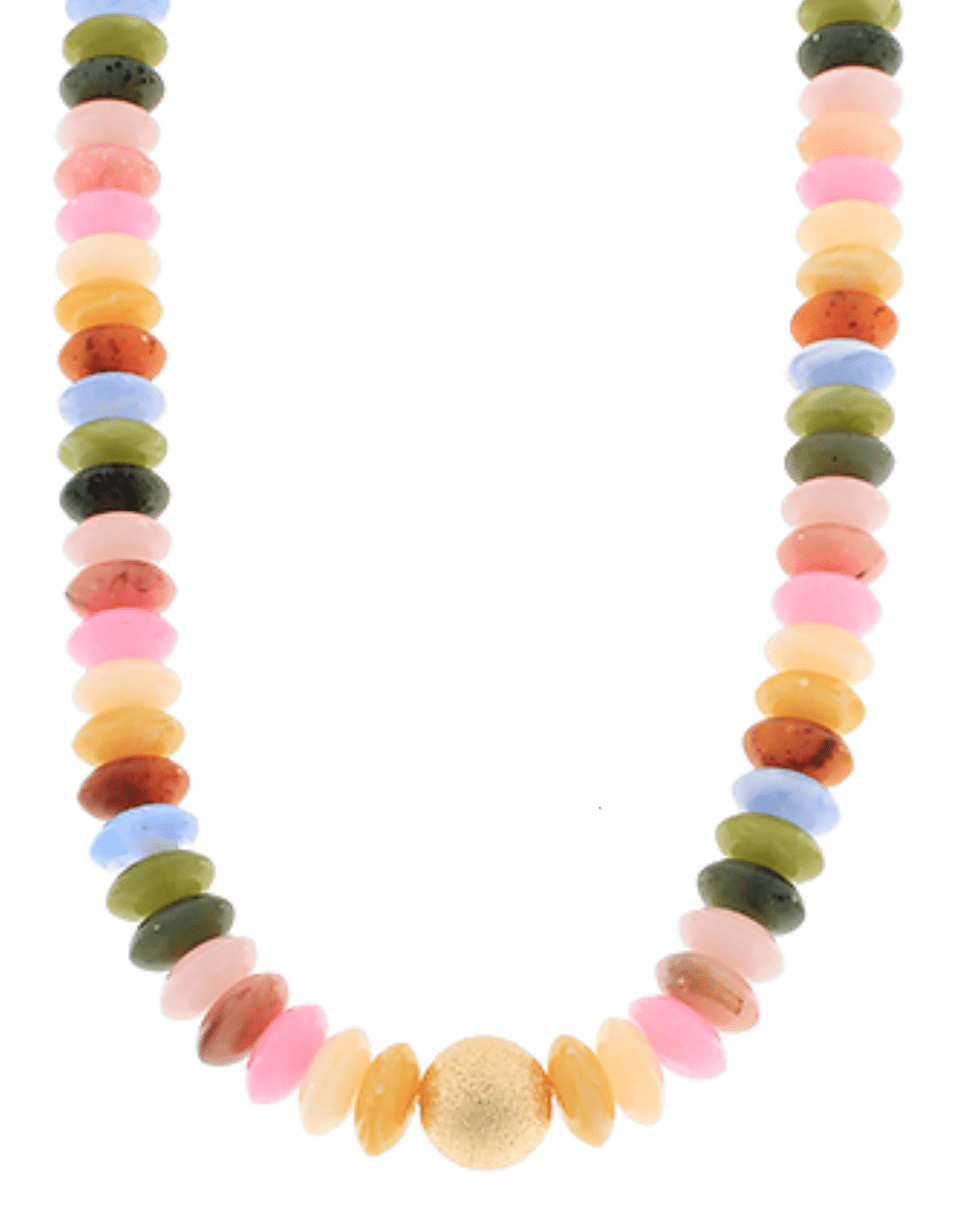 Metal and Color Rondelle Beads Necklace - Blissful Boutique