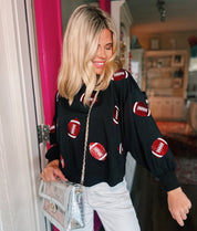 Millie Red and Black Football Sweatshirt - Blissful Boutique