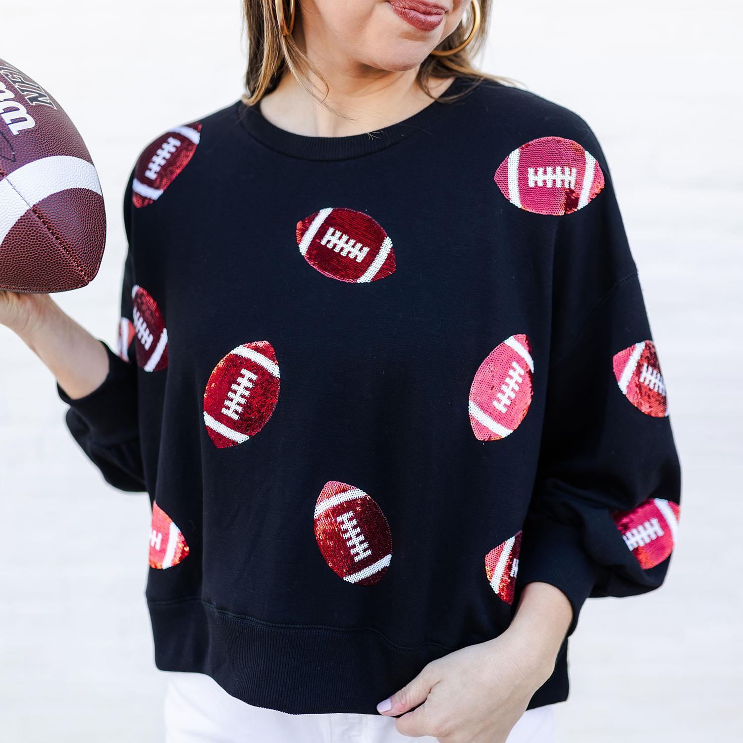 Millie Red and Black Football Sweatshirt - Blissful Boutique