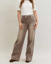 Mocha Criss Cross Jeans - Blissful Boutique