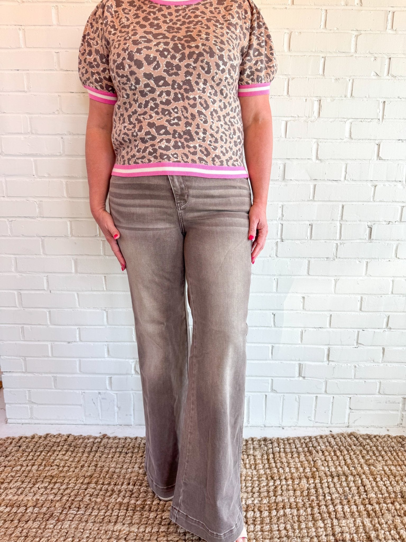 Mocha Criss Cross Jeans - Blissful Boutique