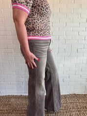 Mocha Criss Cross Jeans - Blissful Boutique