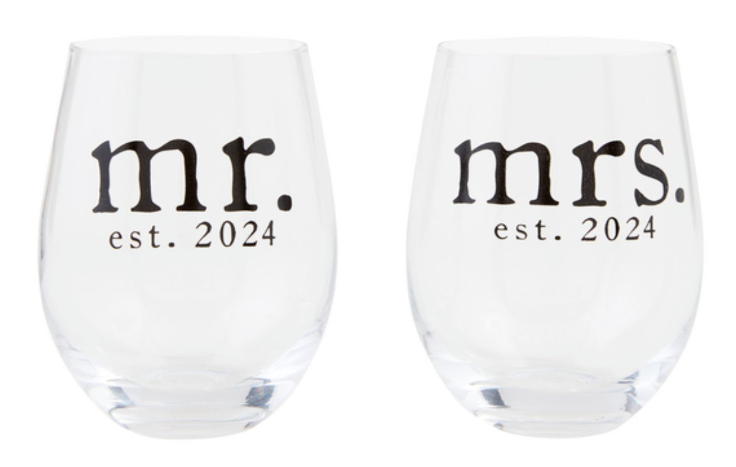 Mr. and Mrs. Established 2024 Glass Set - Blissful Boutique