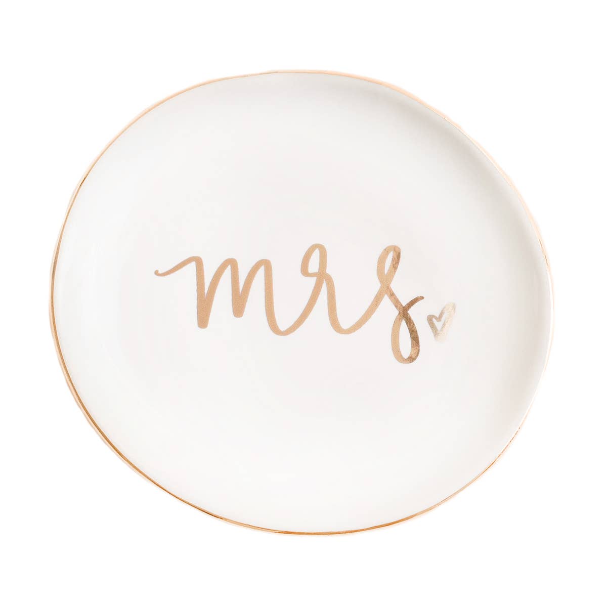 Mrs. Jewelry Dish - White and Gold Foil - 4x4" - Blissful Boutique