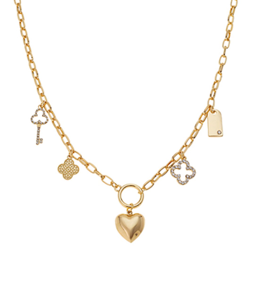 Multi Charm Heart Pendant Necklcae - Blissful Boutique