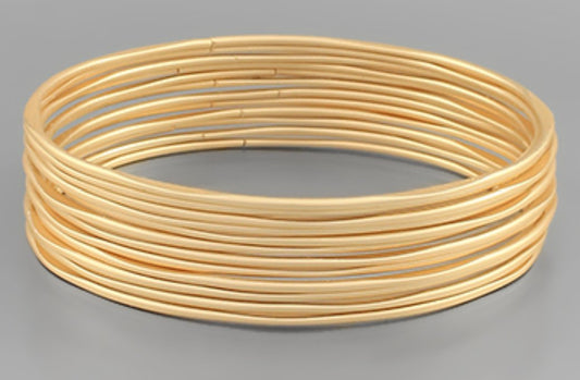 Multi Row Uneven Thin Bangles in Matte Gold - Blissful Boutique