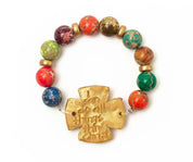 Multicolored Sea Jasper with Rachel Cross Bracelet - Blissful Boutique