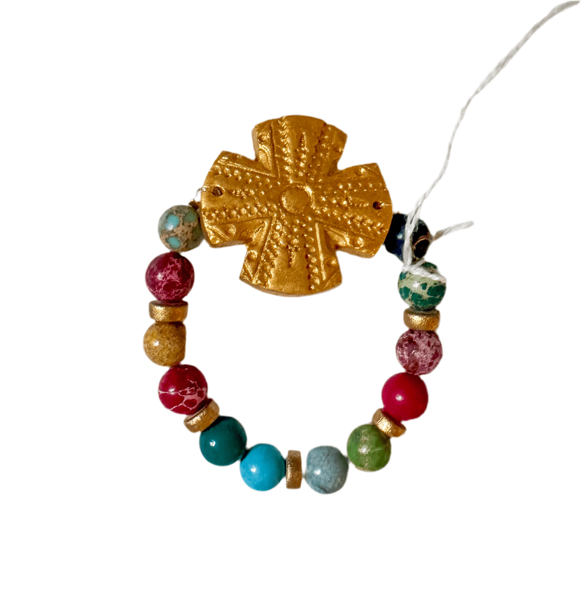 Multicolored Sea Jasper with Rachel Cross Bracelet - Blissful Boutique
