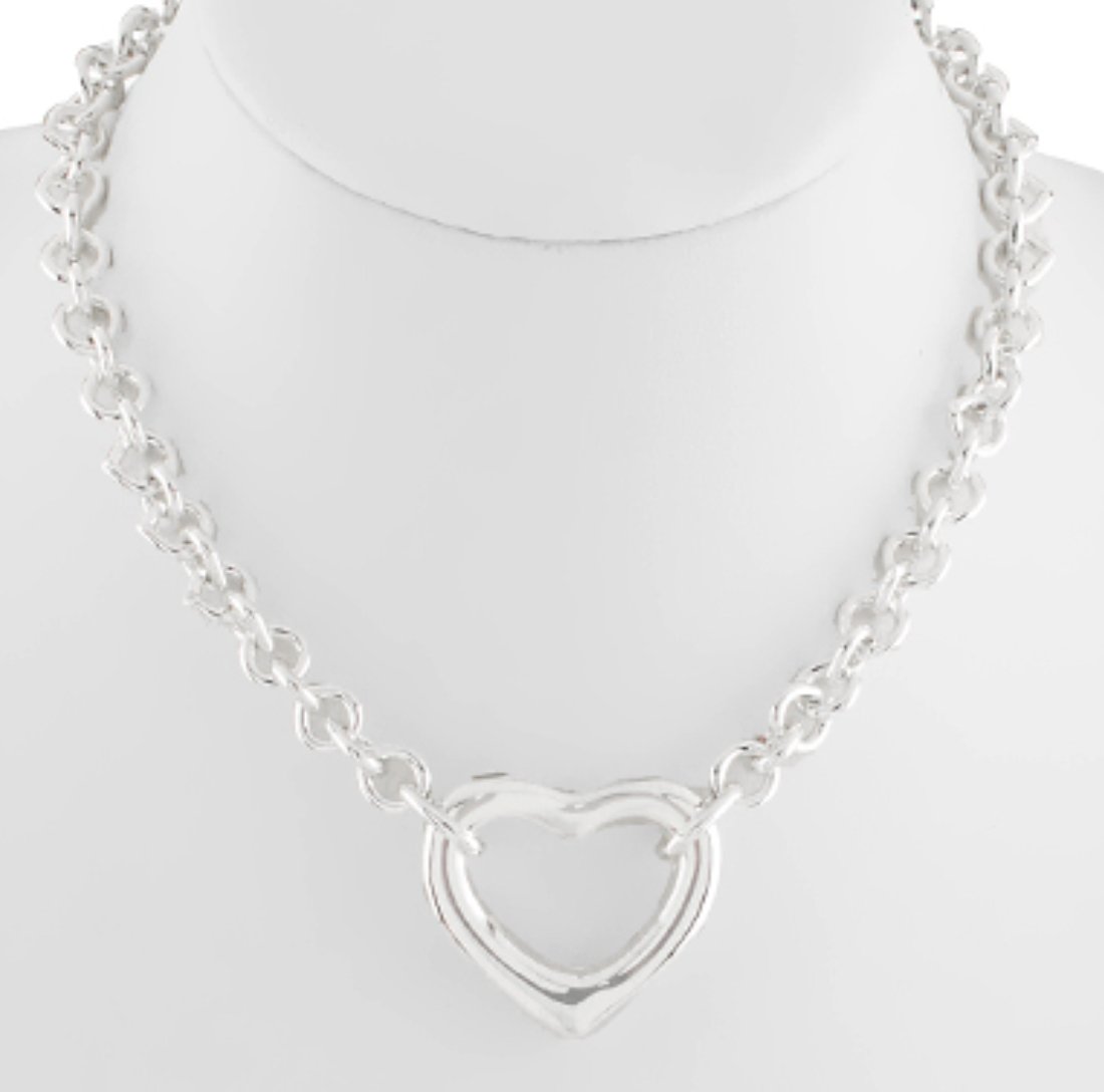 Open Heart Pendant Chain Choker - Blissful Boutique