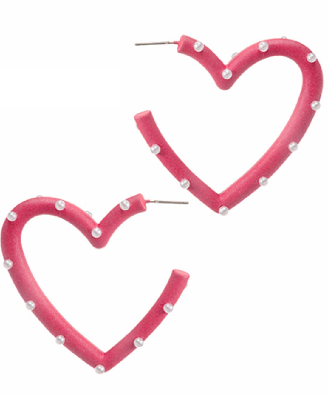 Pearl and Color Coated Heart Hoops - Blissful Boutique