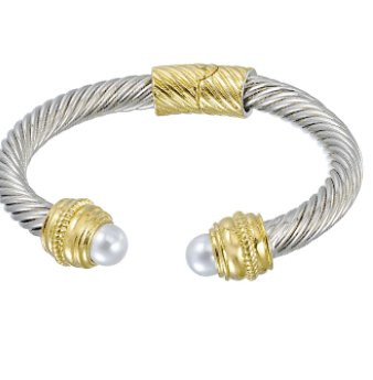 Pearl Edge Cable Cuff Bracelet - Blissful Boutique