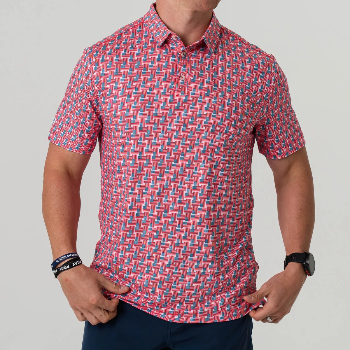Performance Polo - American Flag Print - Blissful Boutique