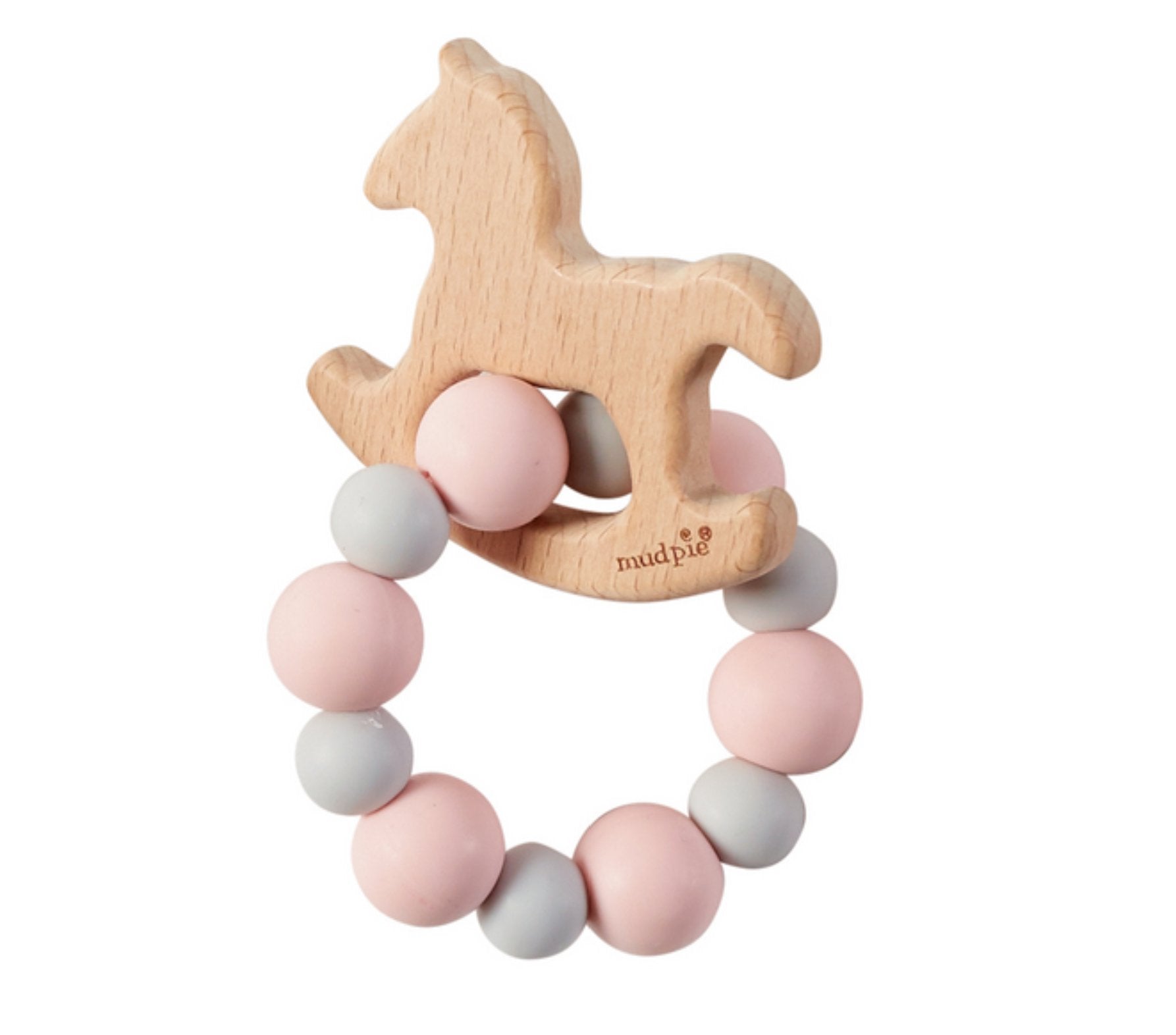 Pink Horse Wood and Silicone Beaded Teether - Blissful Boutique