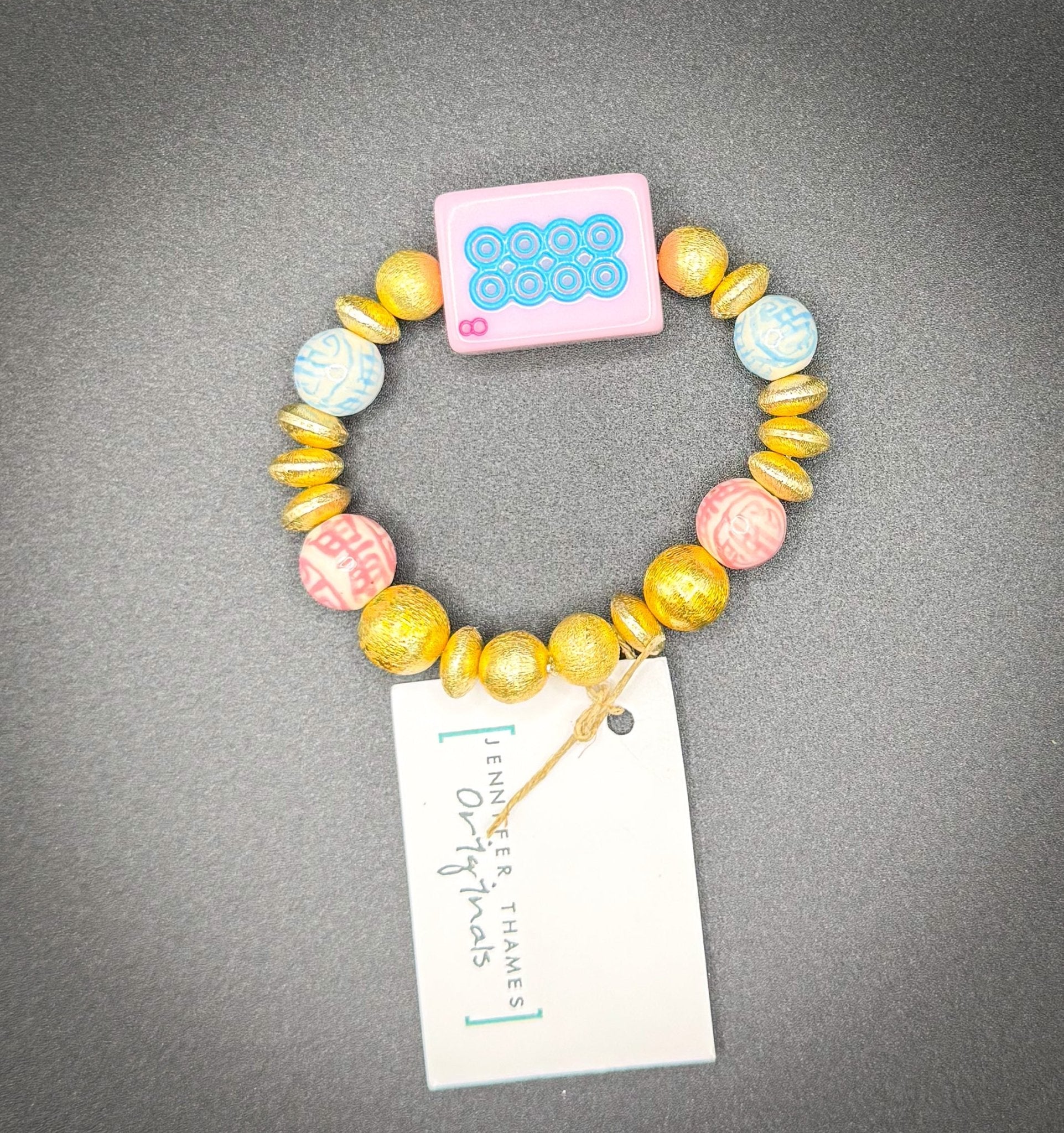 Pink Mahjong Tile Bracelets - Blissful Boutique