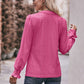 Pink V - neck Long Sleeve Pullover Top - Blissful Boutique