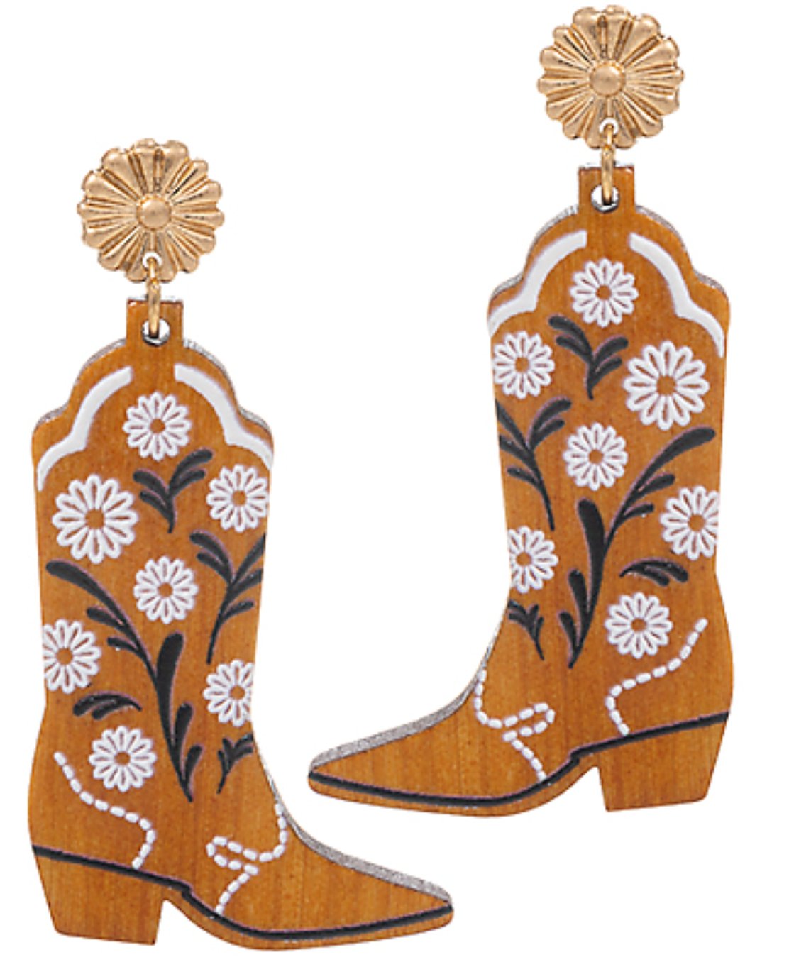 Printed Flower Boot Earrrings - Blissful Boutique