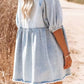 Puff Sleeve Denim Dress - Blissful Boutique