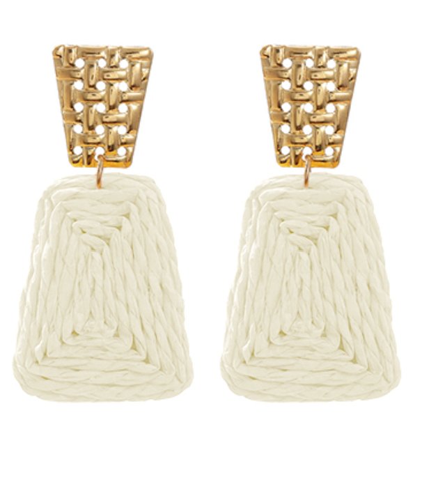 raffia trapezoid textured earrings - Blissful Boutique