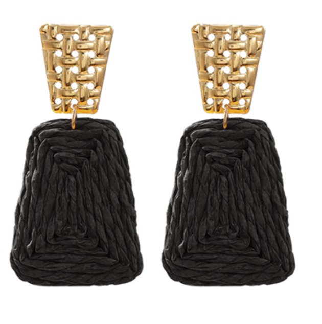 raffia trapezoid textured earrings - Blissful Boutique