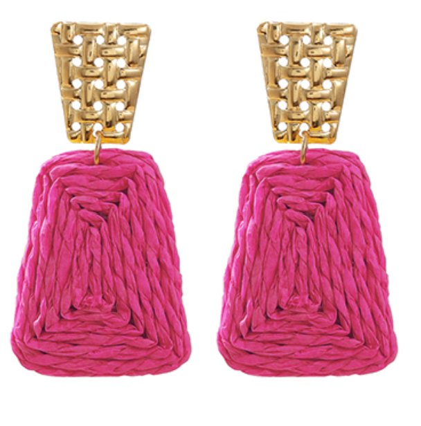 raffia trapezoid textured earrings - Blissful Boutique