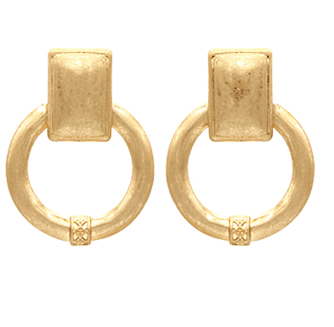 Rectangle and Circle Linked Earrings - Blissful Boutique