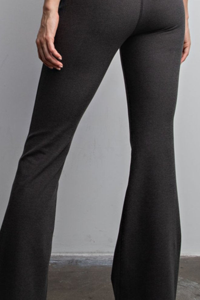 Rib Brushed, Full Length, High - Rise Bell Bottom - Blissful Boutique