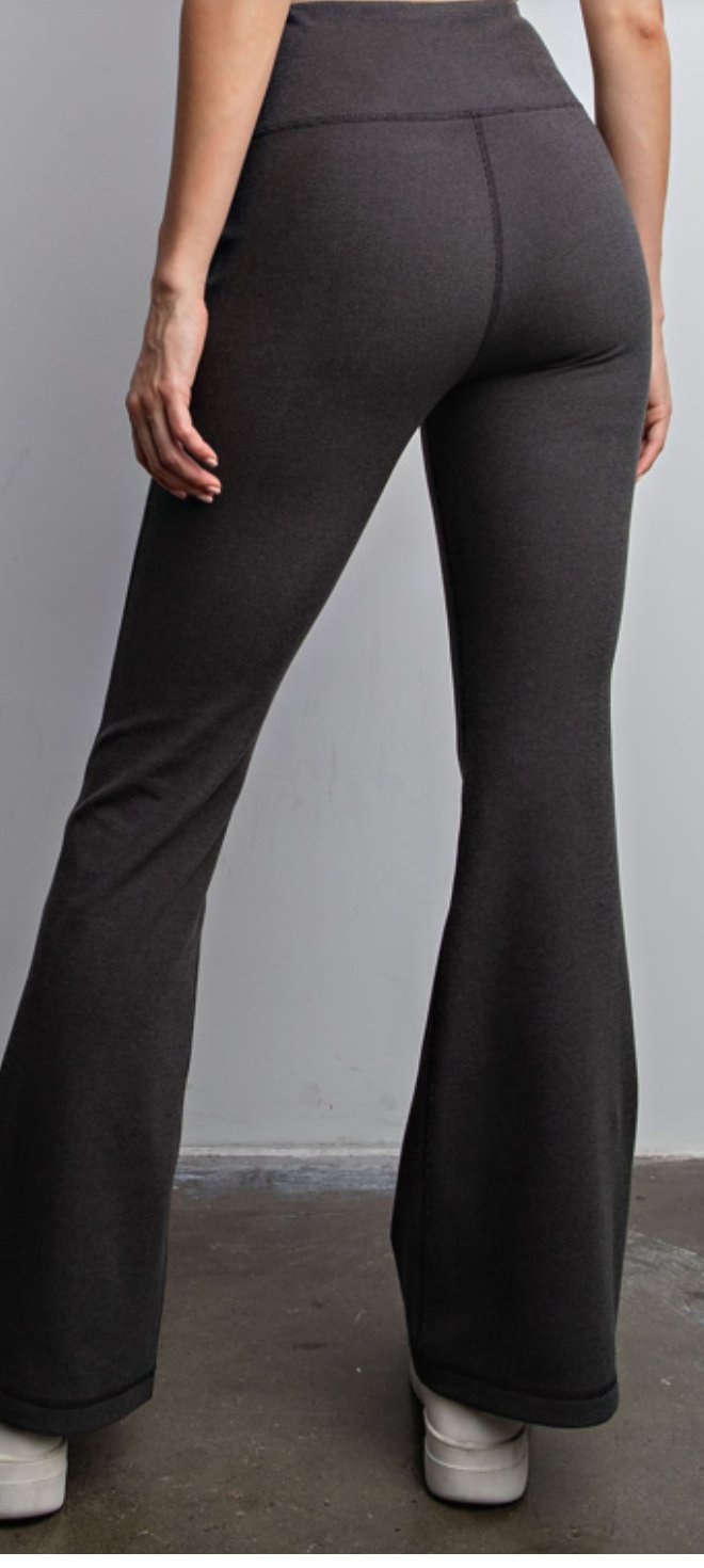 Rib Brushed, Full Length, High - Rise Bell Bottom - Blissful Boutique