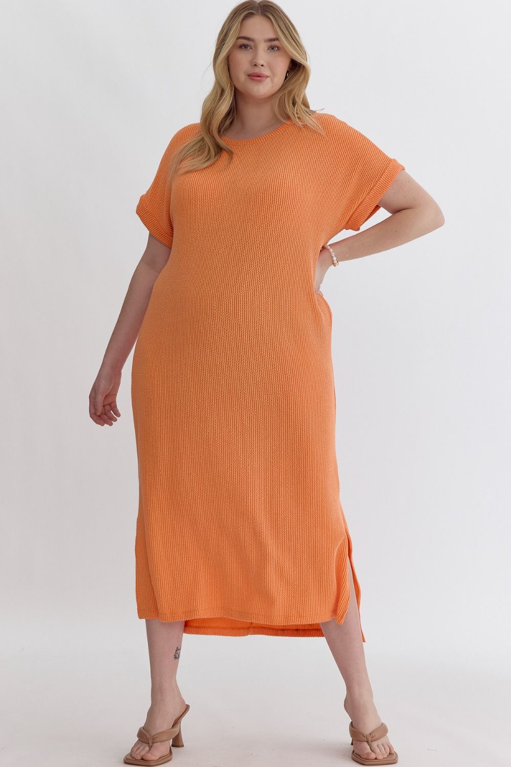 Ribbed Short Sleeve Midi (Multiple Colors Available) - Blissful Boutique