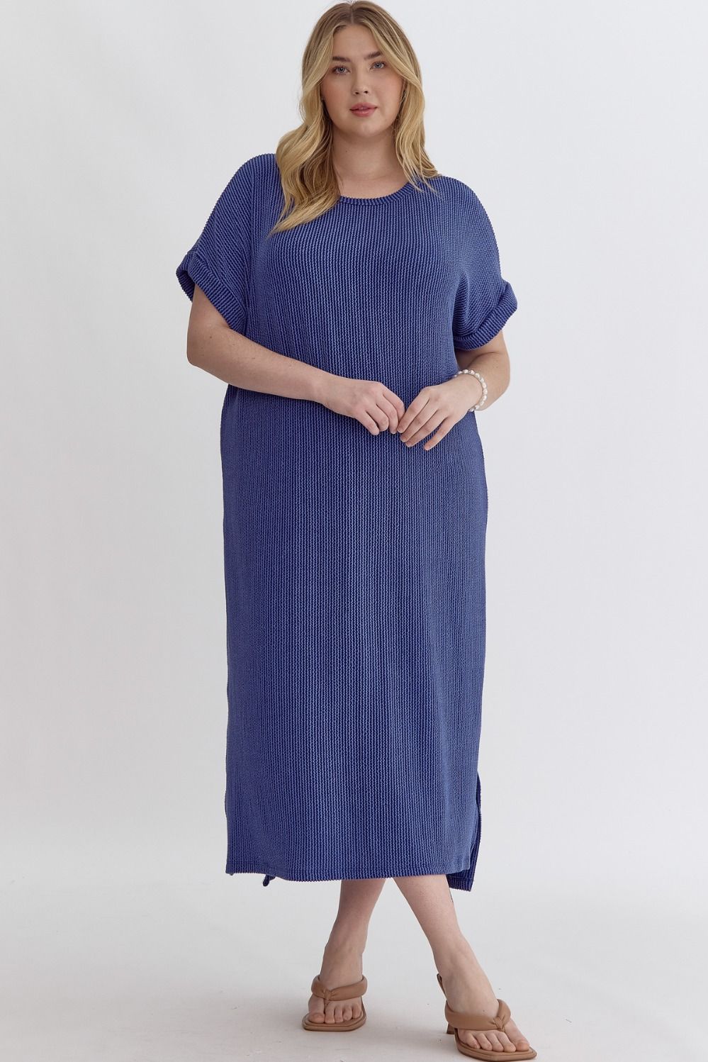 Ribbed Short Sleeve Midi (Multiple Colors Available) - Blissful Boutique