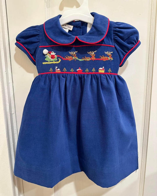 "Santa on the Way" Smocked Dress - Blissful Boutique