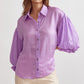 Satin Collared Button Down (Multiple Colors Available) - Blissful Boutique