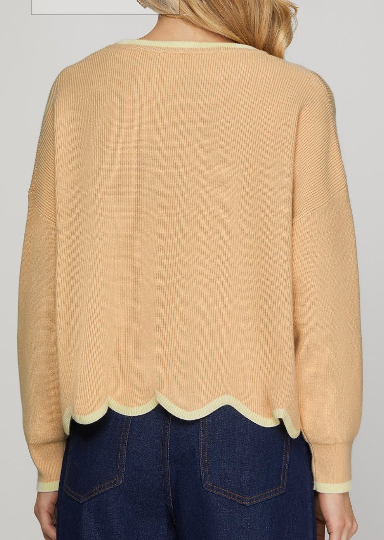 Scallop Hem Sweater - Blissful Boutique