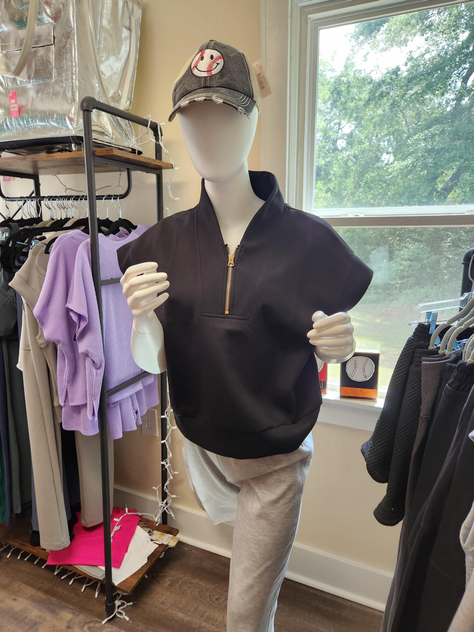 Scuba Short Sleeve Half Zip - Up Sweatshirt - Blissful Boutique
