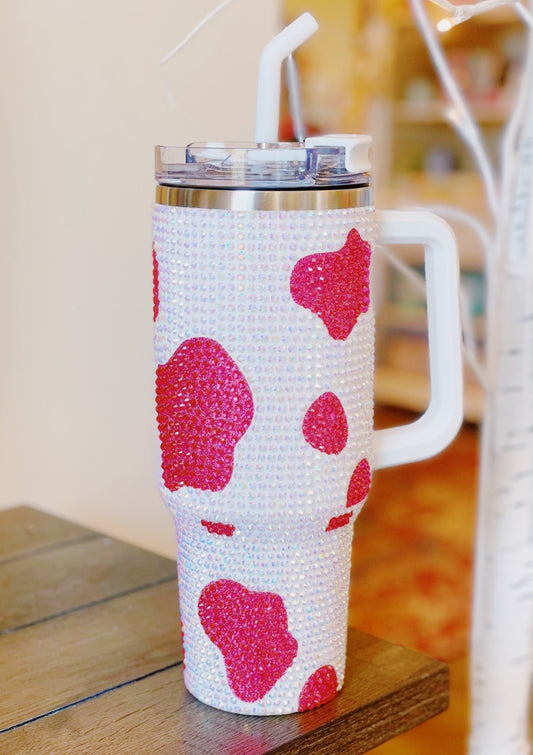 Sequin Cow Print Tumbler - Blissful Boutique