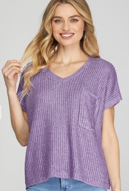 Short Sleeve Sweater Top (Multiple Colors Available) - Blissful Boutique