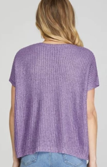 Short Sleeve Sweater Top (Multiple Colors Available) - Blissful Boutique