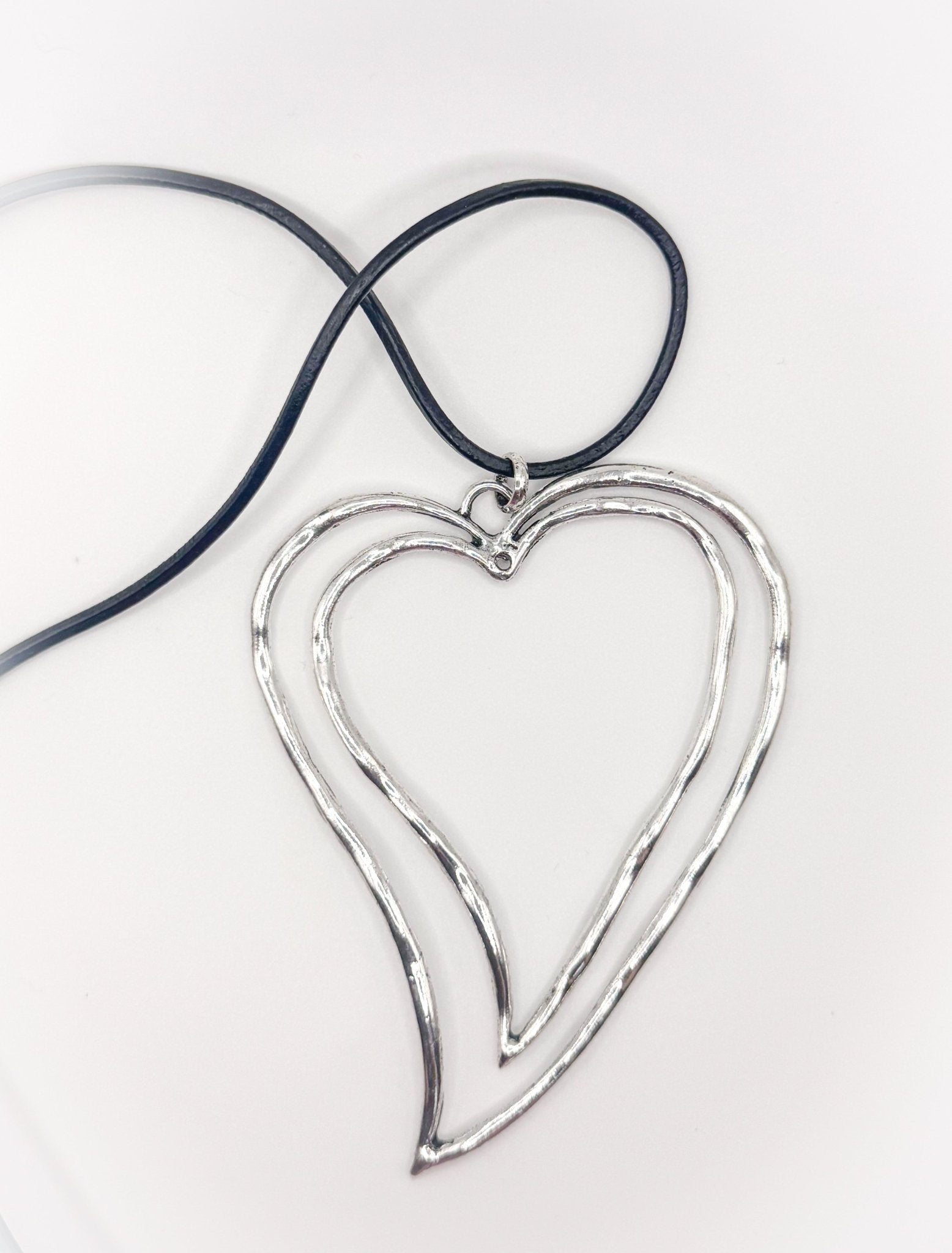 Silver Double Heart Necklace - Blissful Boutique