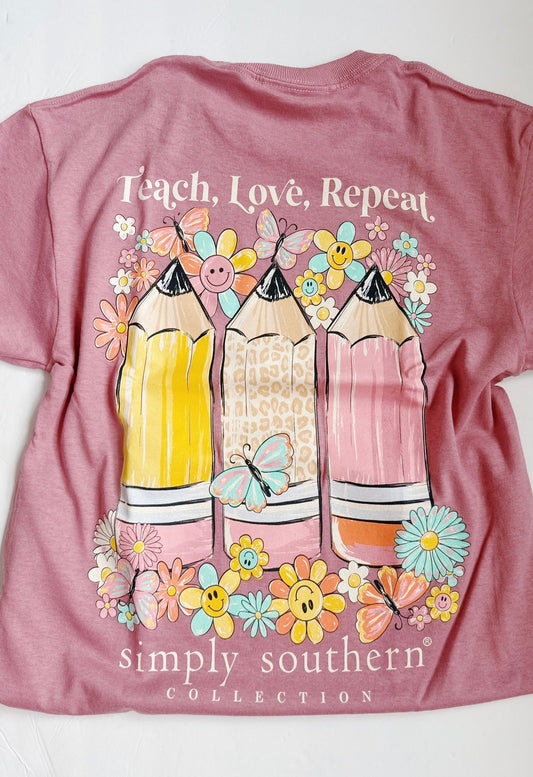 SIMPLY SOUTHERN TEACH TEE SHIRT - Blissful Boutique