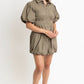 Solid Pleat Bubble Hem Shirt Dress - Blissful Boutique