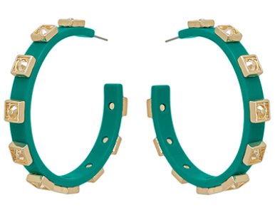 Square Metal Bead Station Acetate Hoops - Blissful Boutique