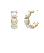 Square Pearl Hoops - Blissful Boutique