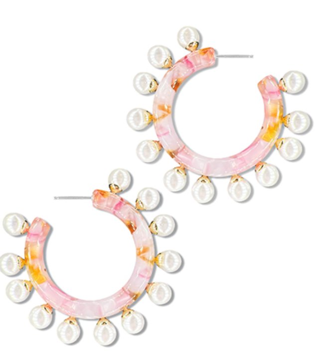 studded ball & acetate hoops - Blissful Boutique